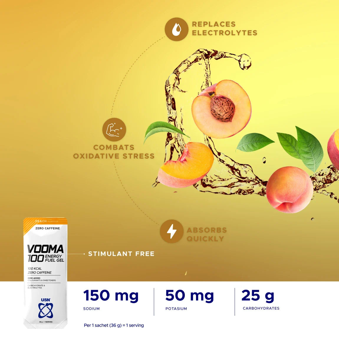 USN Vooma 100 Ultra Energy Gel Peach