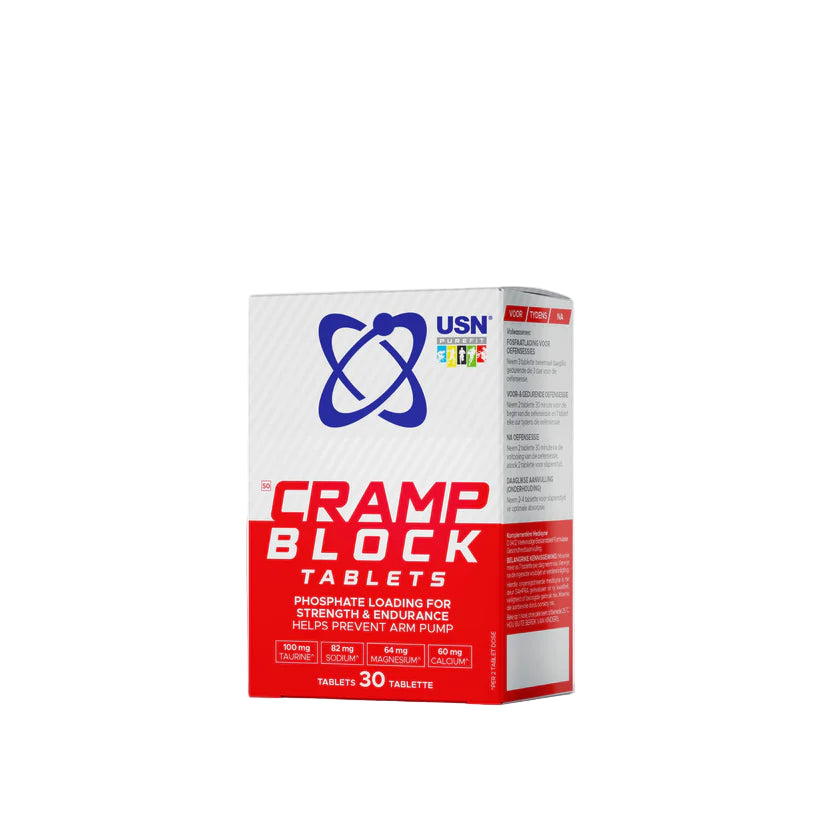 USN Cramp Block Tablets packaging on a white background