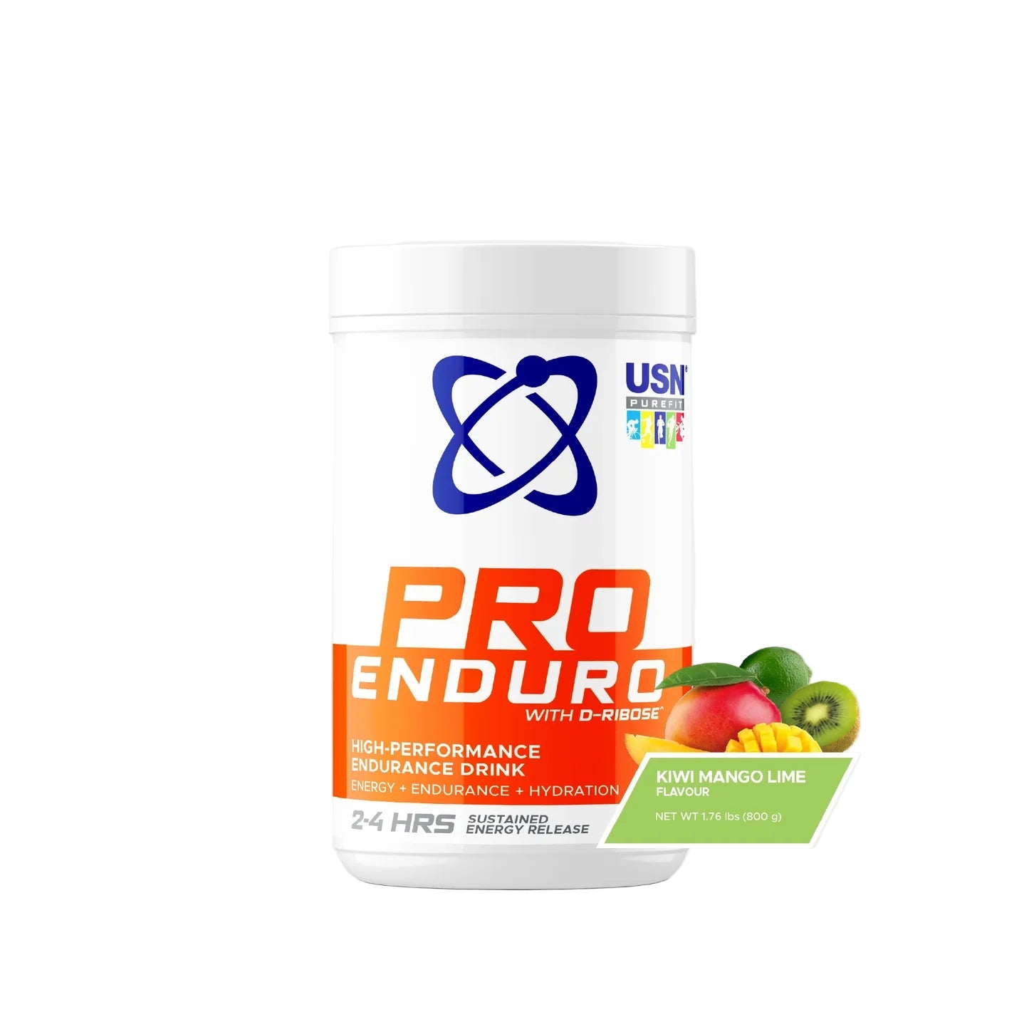 Pro Enduro supplement container with colorful label on a white background