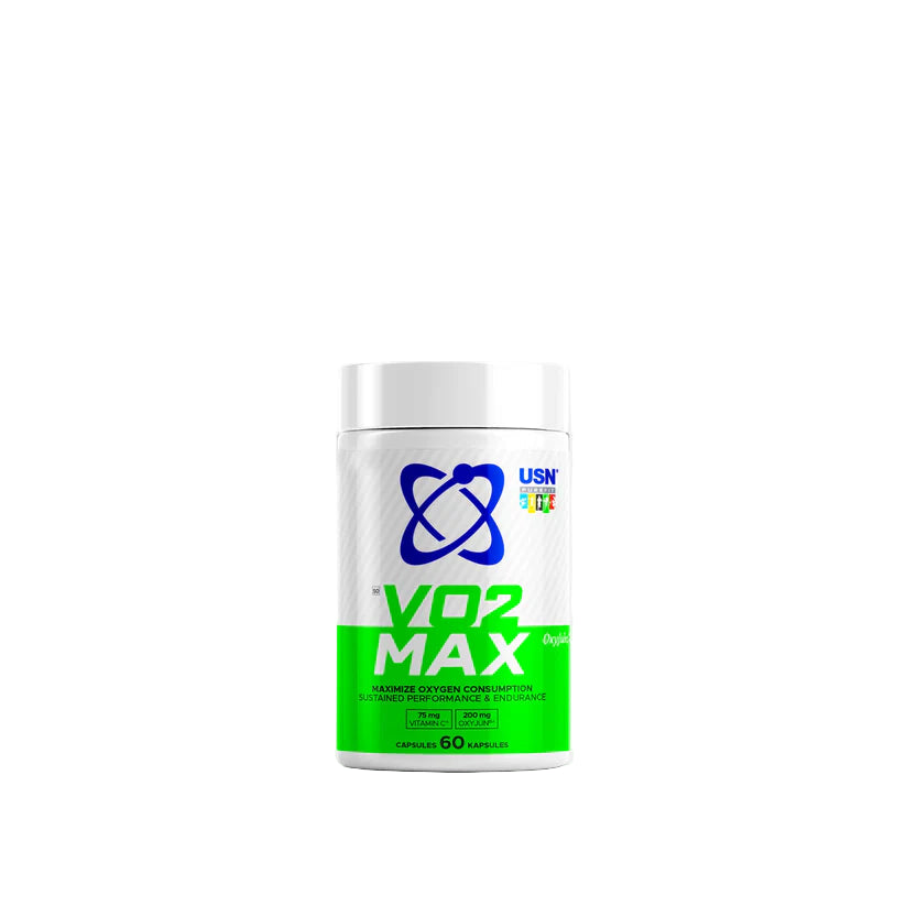 VO2 Max supplement container with USN logo on a white background